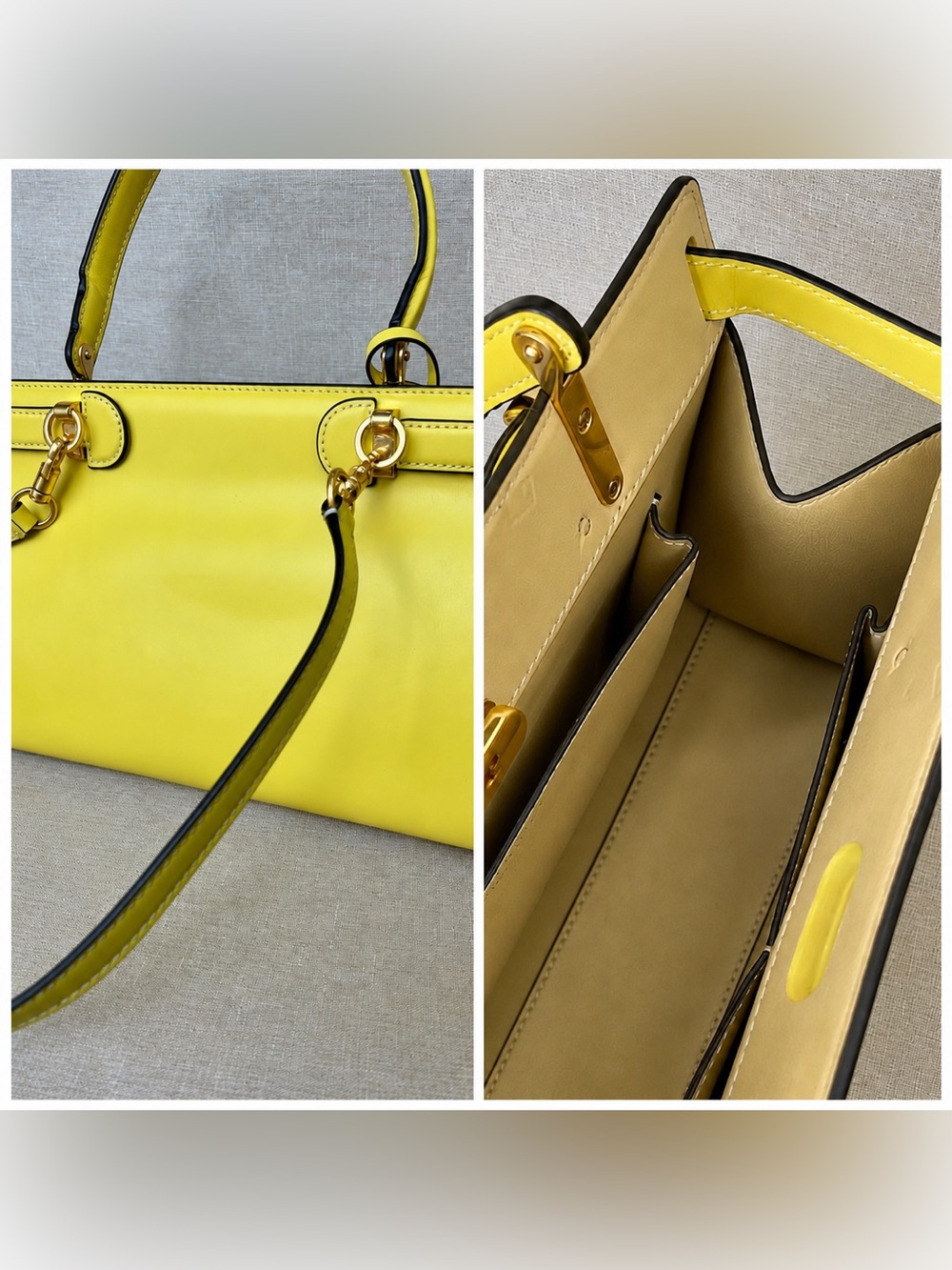 Tory Burch Lee Radziwill Electric Yellow Leather Satchel - Picture 15 of 16